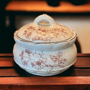 Beautiful antique transferware soap dish with lid